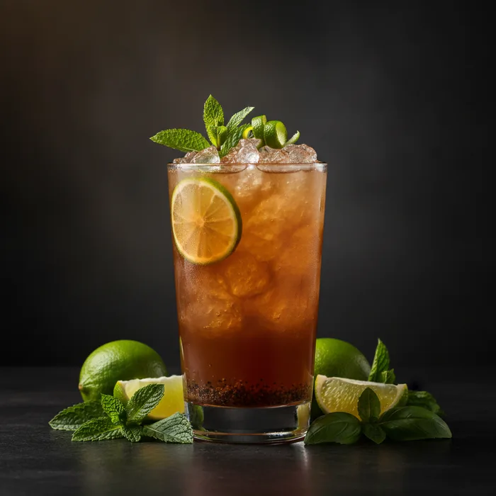 Dark Caipirinha cocktail